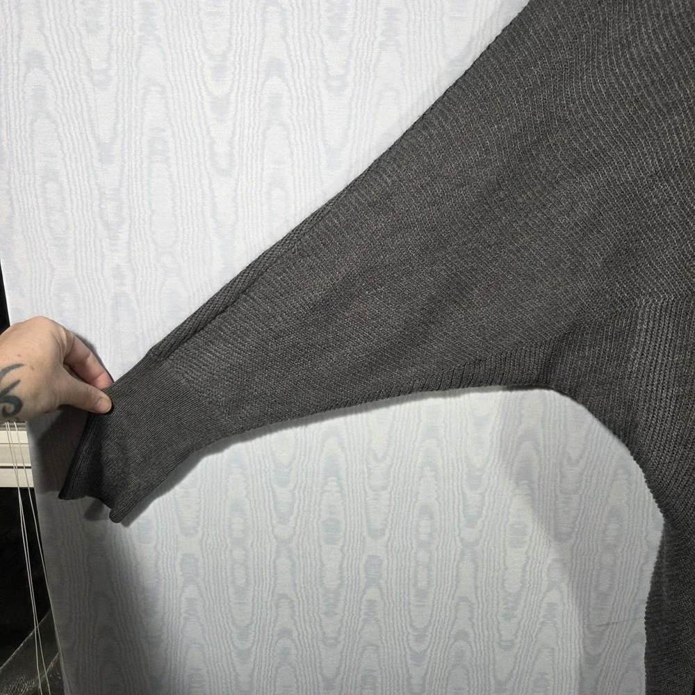 Worthington Cardigan Womens XL Dolman Sleeve Waterfall Collar Gray Lagenlook‎